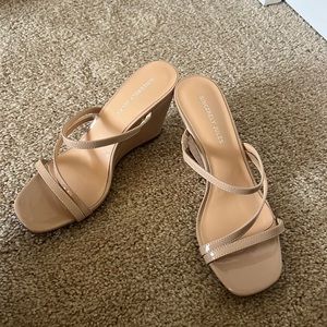 Nude Patent Leather Strappy Wedge